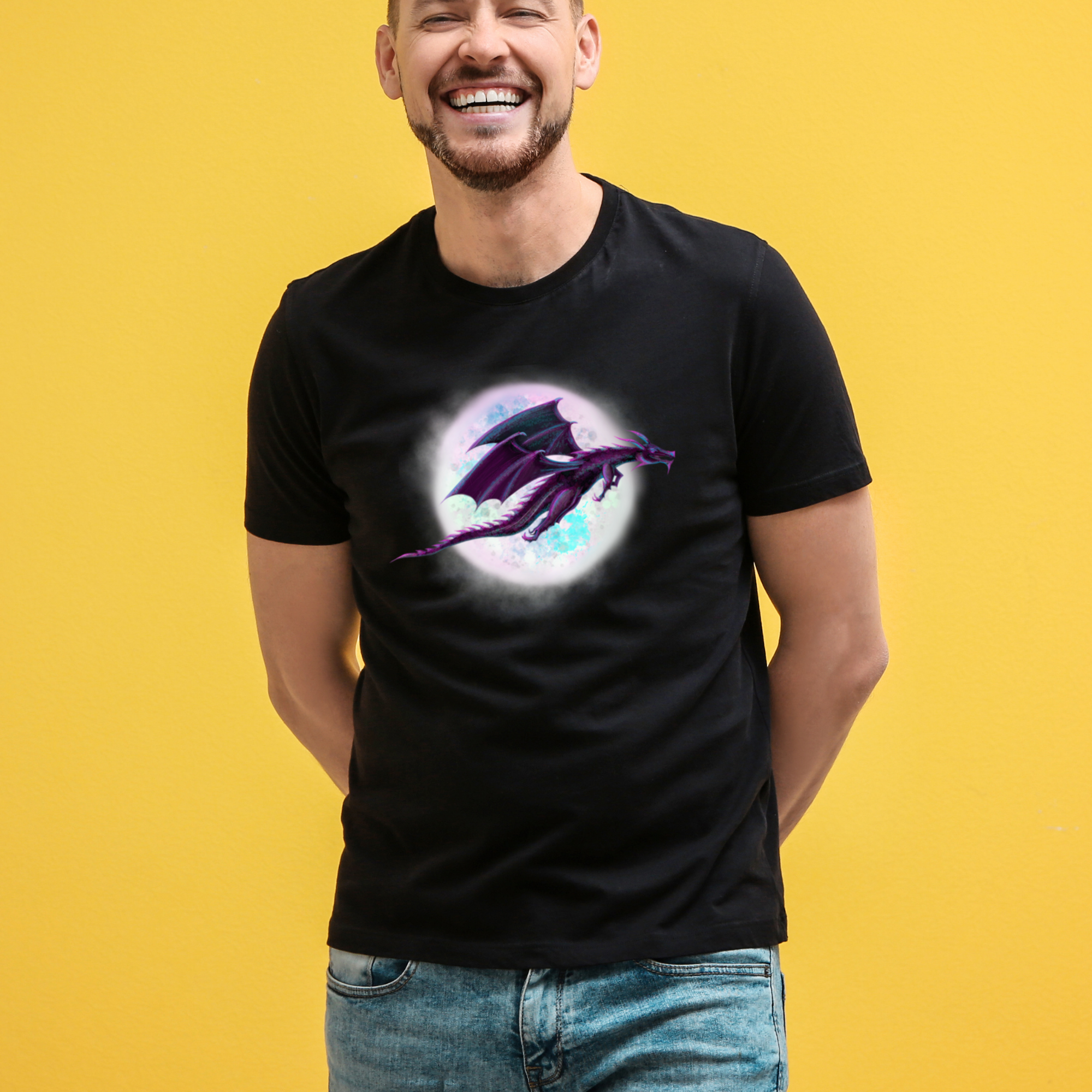 Hannah Kate Makes - Wholesale T-Shirt (Graphic) - Unisex - Dragon Moon T-shirt - Black - 100% Cotton - Gothic Whimsy7