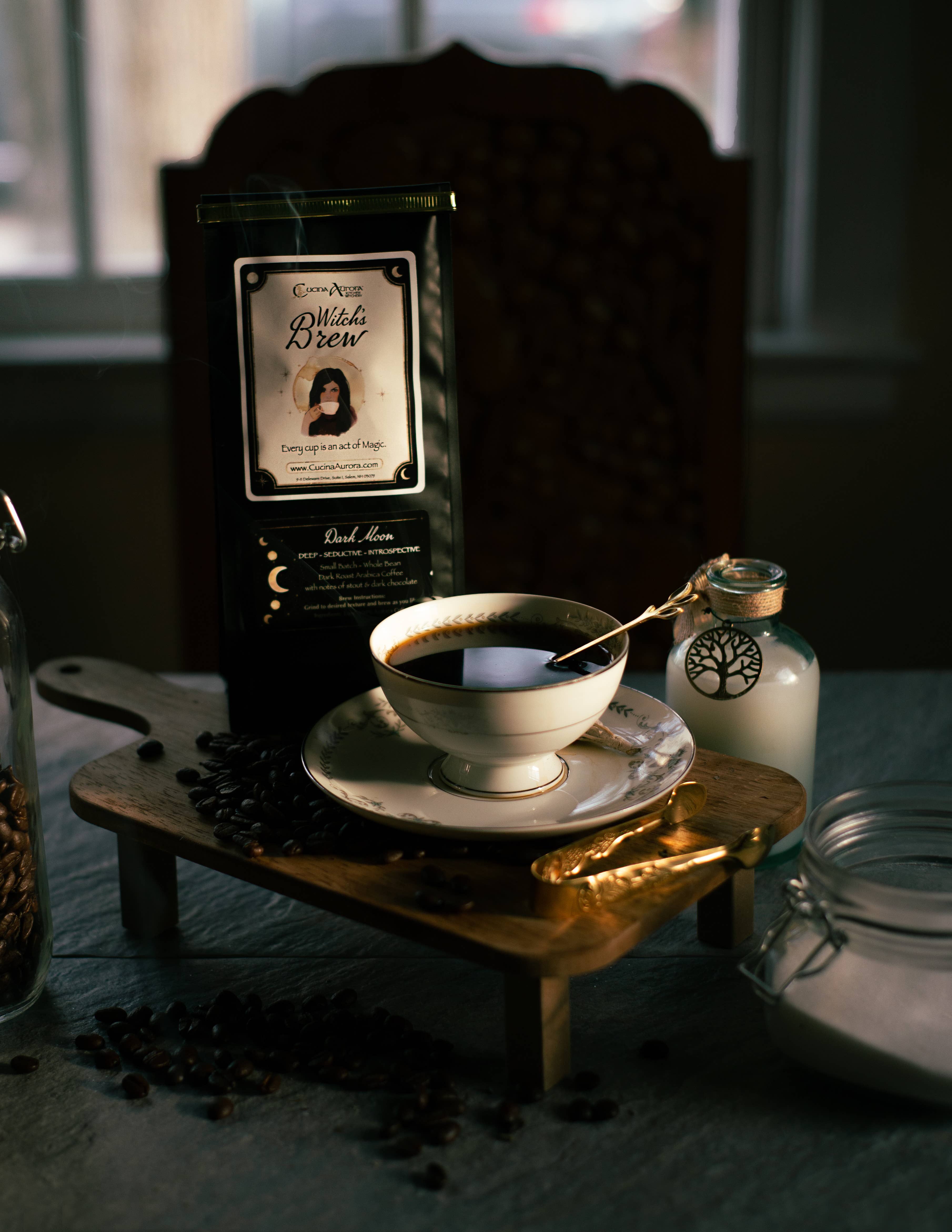 Cucina Aurora Kitchen Witchery - Wholesale Coffee Beans - Witch's Brew Coffee - Dark Moon- Whole Bean 1