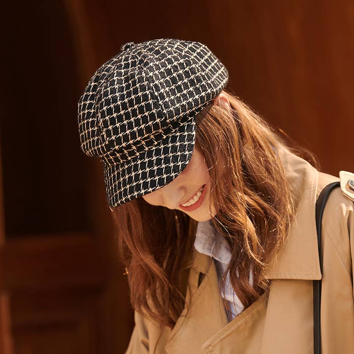 HIDDENBRAND - Wholesale Beret - Women's - Vintage checked beret octagonal hat