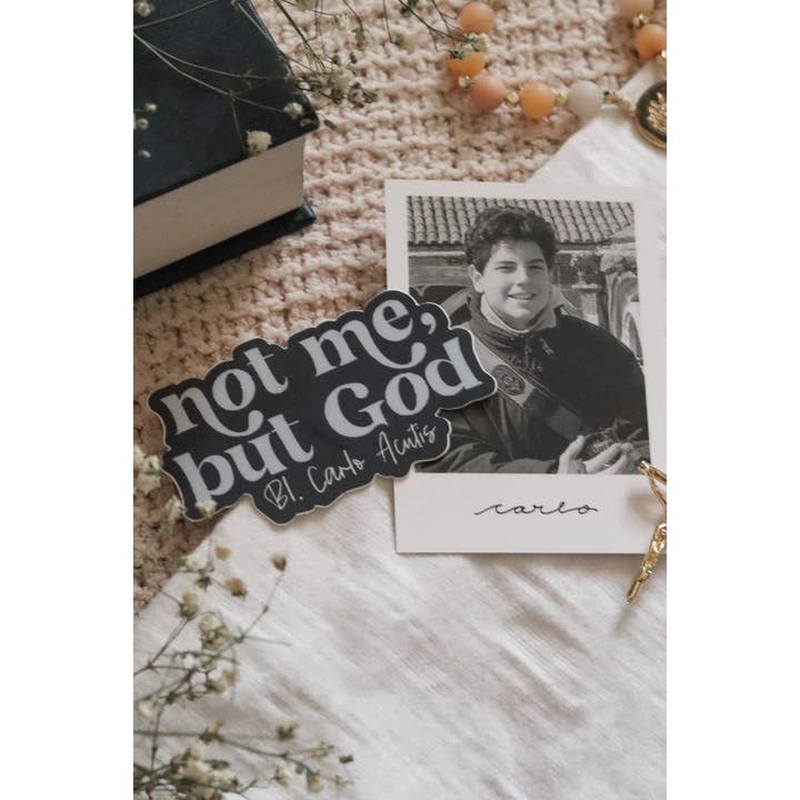 Saint Clare and Francis – Adesivo por atacado – Não Eu, Mas Deus - Autocolante Católico de São Carlo Acutis3