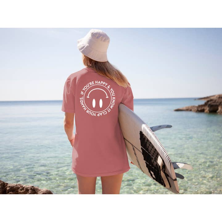 Camiseta con cara sonriente para adultos «Si eres feliz y lo sabes» para venta al por mayor de L.A. Wave Co.