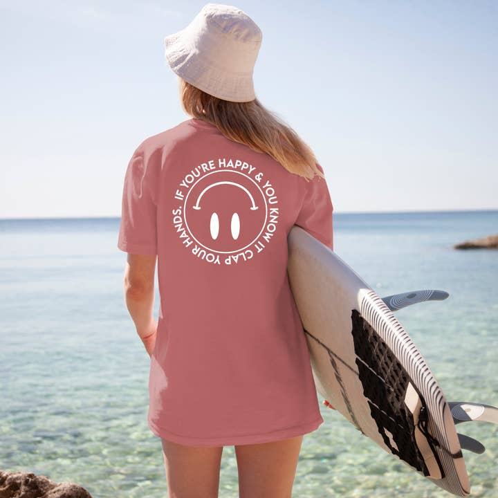 "If You're Happy and You Know it" Adult Smiley Face Tee for wholesale by L.A. Wave Co.