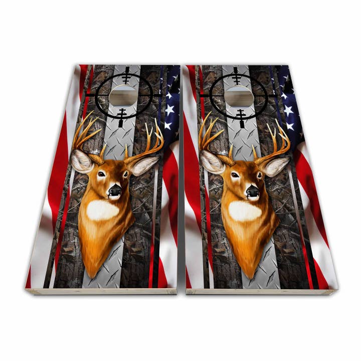 Whitetail Buck Target Cornhole Wraps - Cornhole Wraps - Cornhole Skins - Vinyl Wrap - Laminated Set for wholesale by Cornhole Stop, LLC