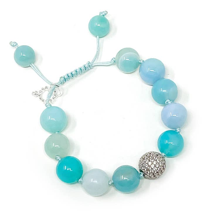 Adjustable Caribbean Agate with silver micropave for wholesale by PowerBeads by jen