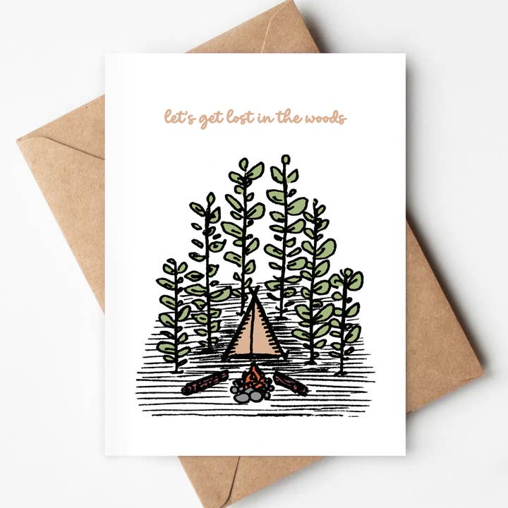 Perdez-vous dans les bois Carte écologique Amour Anniversaire pour la vente par Jenna's Doodles