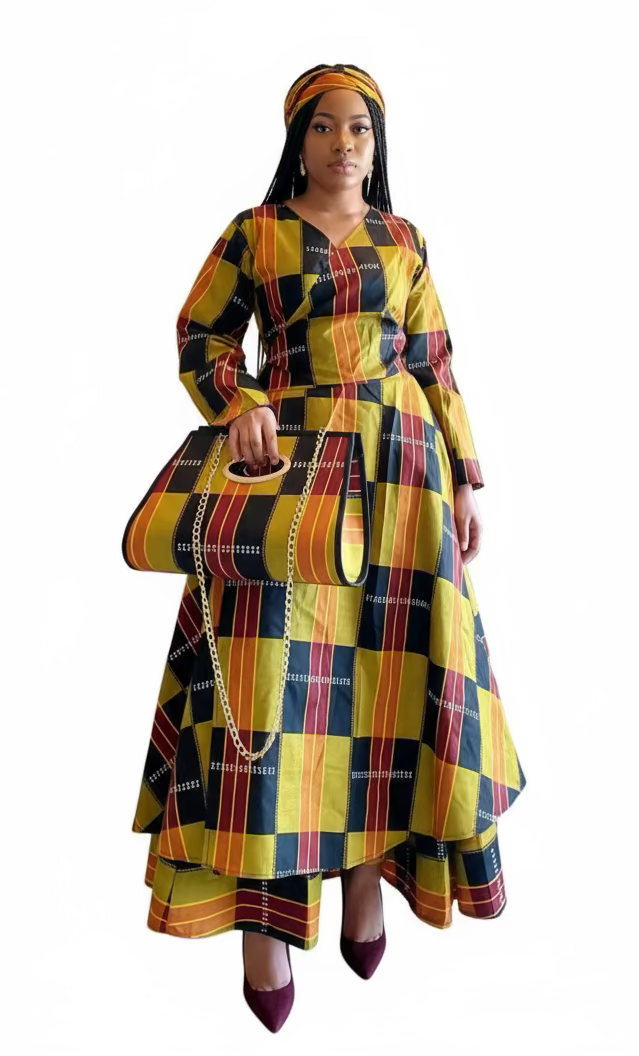 India Batik - Wholesale Dress - Women's - 3pcs Set Maxi Skirt Pocketbook wrap Dress H2