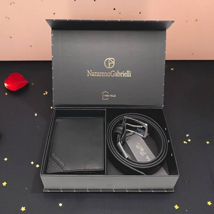 Valentine's Day Gift | Men's Leather Wallet & Belt Set, art. IDK969-35 for wholesale by Suie Valentini srl