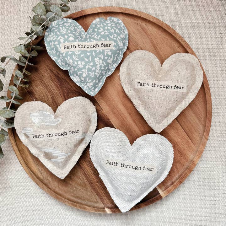 Fabric Heart - Faith through Fear | Handmade | Happy Hearts for wholesale by So Thoughtful Gifts