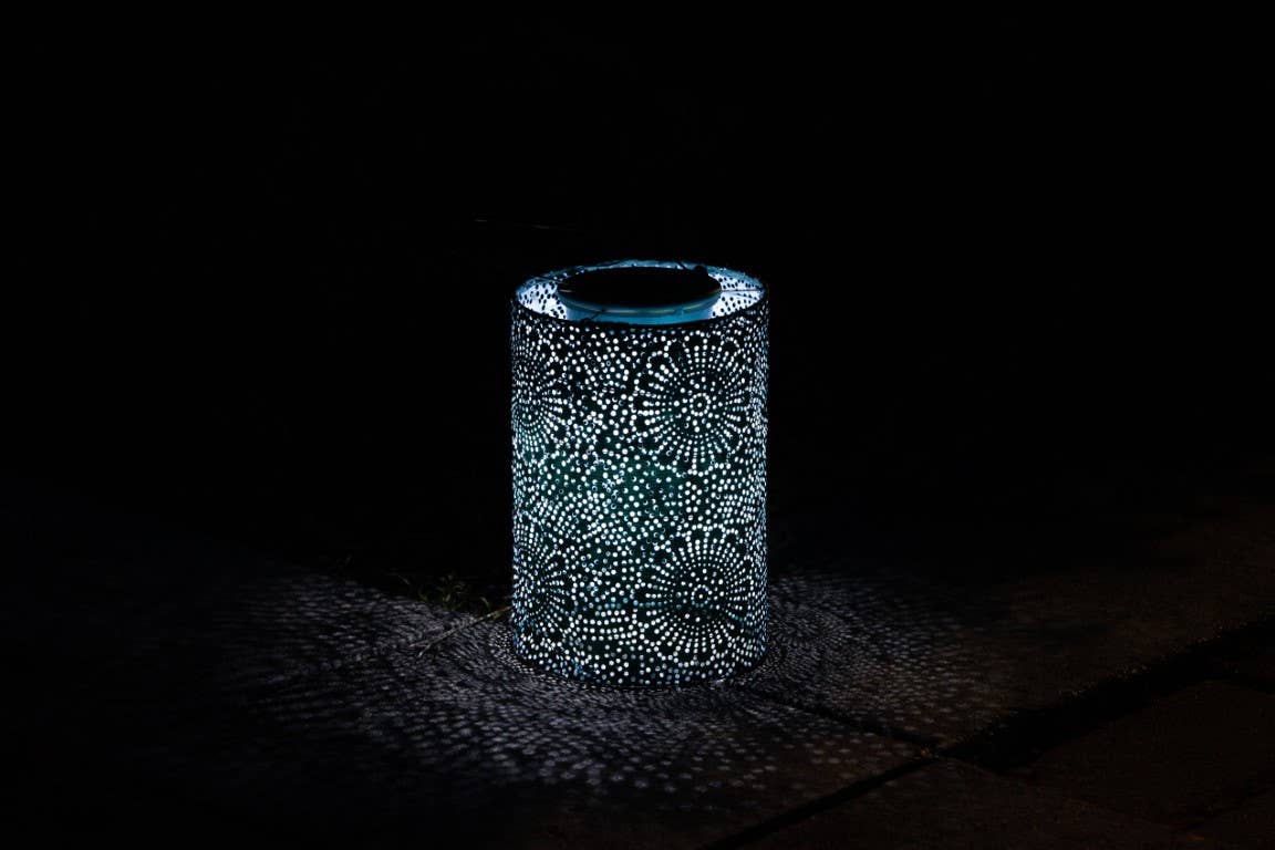 Allsop Home & Garden - Wholesale Outdoor/Lawn Light - Stella Cylinder 7.5" Solar Lantern - Metallic Emerald7