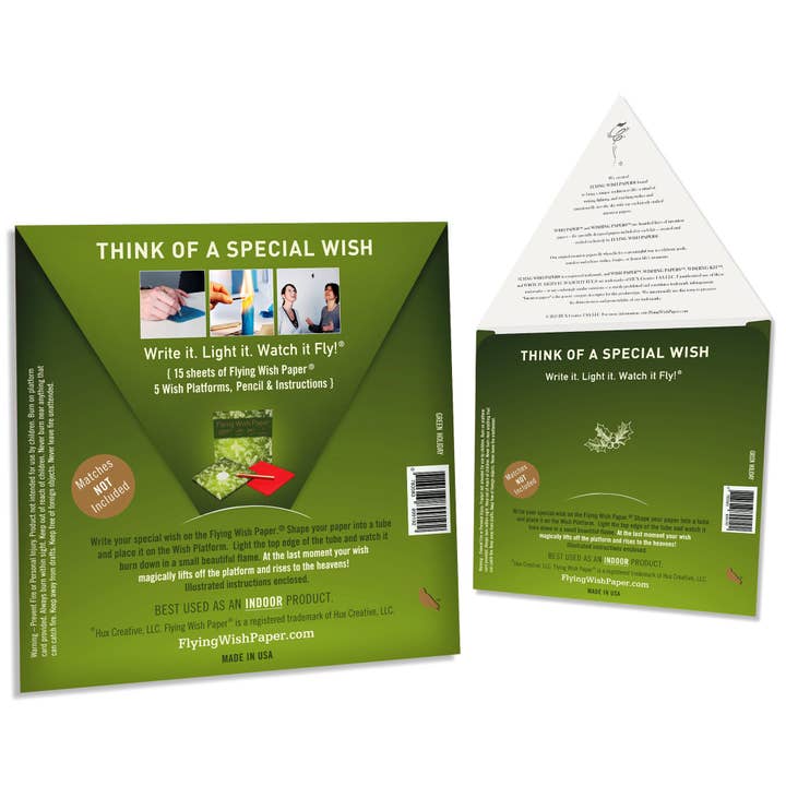 FLYING WISH PAPER Ā® - Wholesale Christmas Card - GREEN HOLIDAY, Advent Holiday Decorations, Stocking Stuffers2
