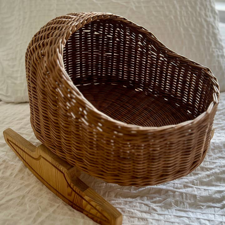 PoppyBabyCo - Wholesale Doll Accessory Kit - Kids - Doll Cradle Crib Bassinet Wicker & Wood Basket2