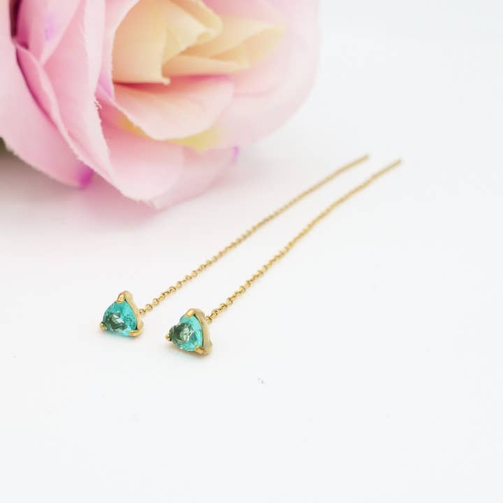 Daemon srls - Wholesale Dangle Earrings - SHINY CUORE Rainbow - Acciaio inossidabile ~ PAIO Orecchini filo pendenti con cubic zirconia a cuore - Saliscendi -14