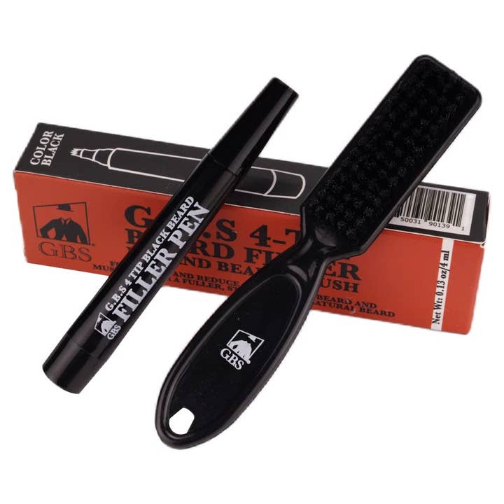GENTS FINE GROOMING PRODUCTS – Engroshandel Skægstyling – Beard Filler Pen 4 Tip + Skægbørste (Sort eller Brun)
