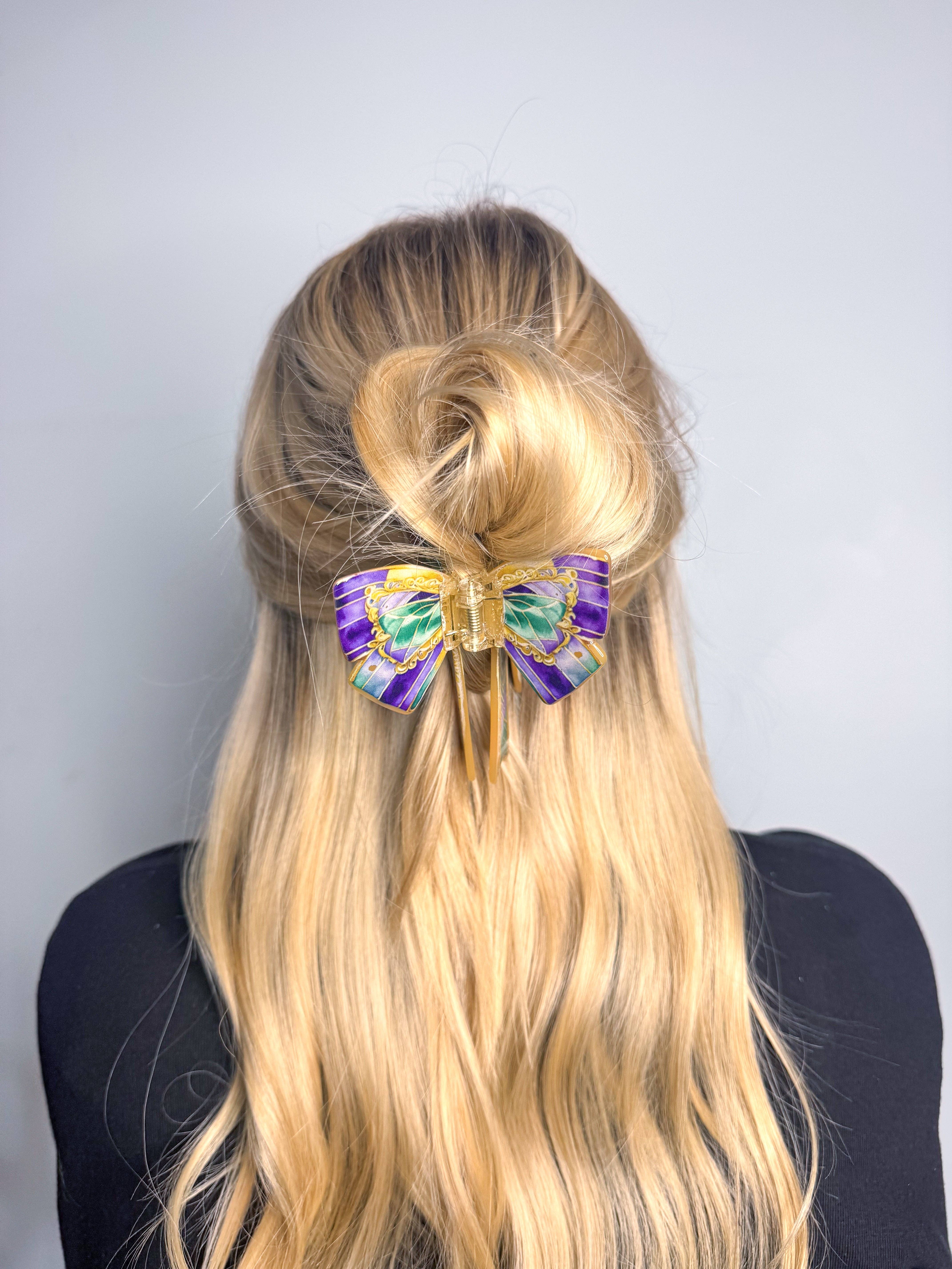 La Luna Belle LLC - Wholesale Hair Clip - Women's - Mardi Gras Bow Claw Clip1