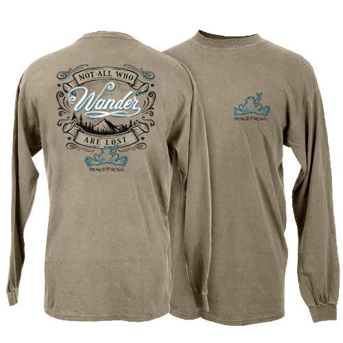 Wander Adult Garment Dye Long Sleeve T-Shirt for wholesale by Peace Frogs