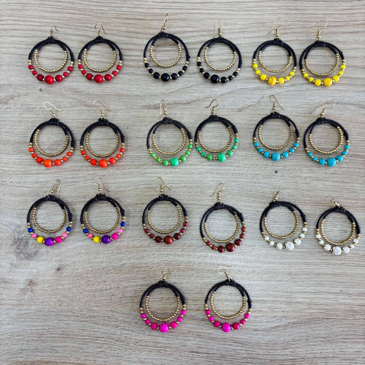 Hecho a mano - Wholesale Dangle Earrings - Round macrame earrings13