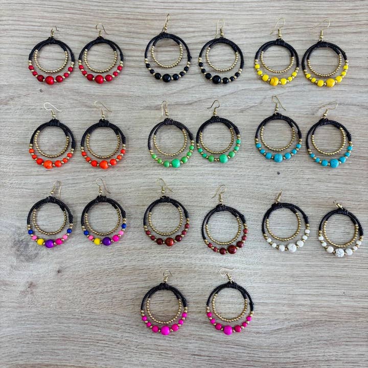 Hecho a mano - Wholesale Dangle Earrings - Round macrame earrings13