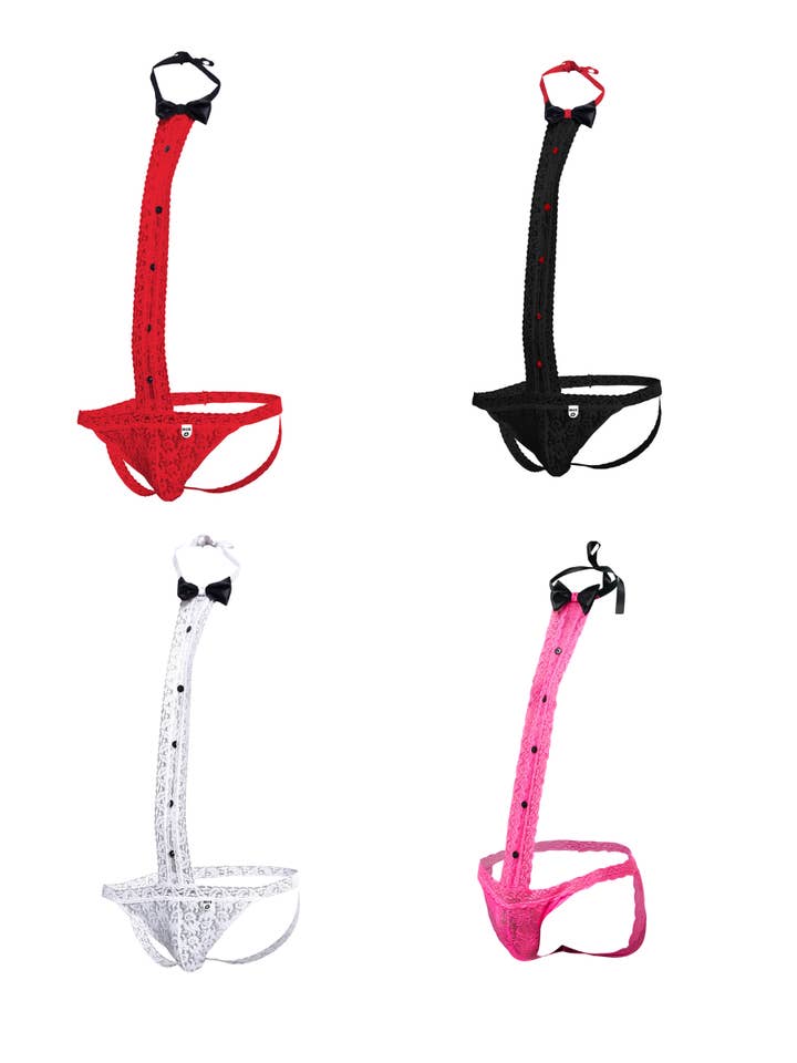 Mob Tuxedo Lace Thong for wholesale by Malebasics Underwear