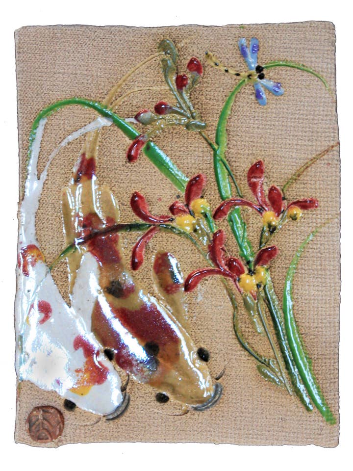 Röd kinesisk orkidé keramisk dekorativ vägghängande kakel för wholesale av Mad Monk Art