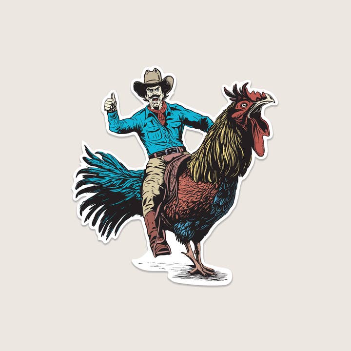 Rooster Roundup Sticker for wholesale by Cowboy Cool