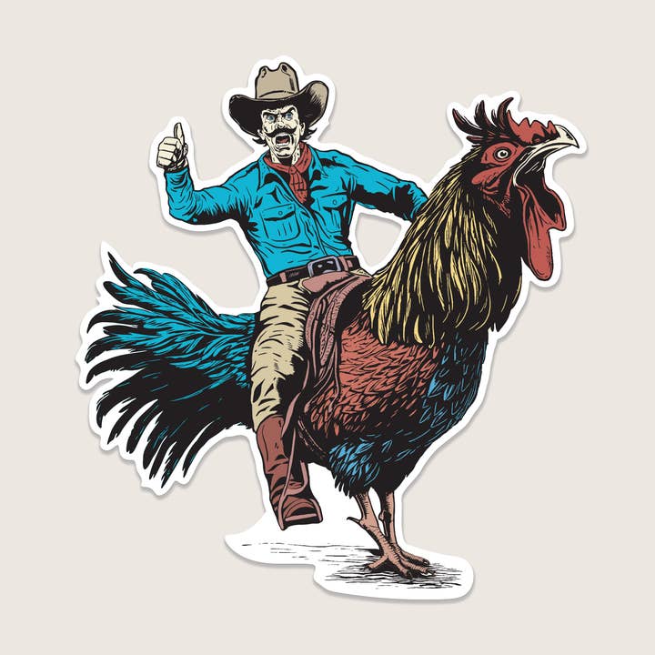 Rooster Roundup Sticker for wholesale by Cowboy Cool