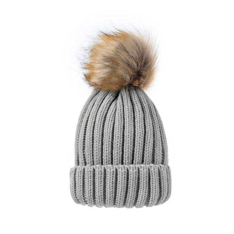 Sheer Trend - Wholesale Beanie - Women's - Solid Color Casual Fur Ball Warm Knit Hat Beanies2