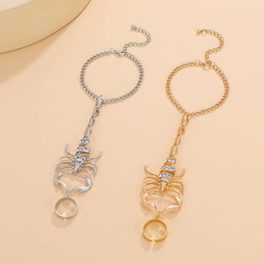 SALINA TRADING INC - Wholesale Cuff Bracelet - Women Simple Gothic Exaggerated Scorpion Finger Bracelet2