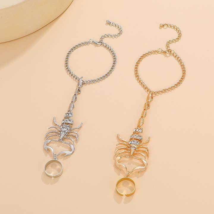 SALINA TRADING INC - Wholesale Cuff Bracelet - Women Simple Gothic Exaggerated Scorpion Finger Bracelet2