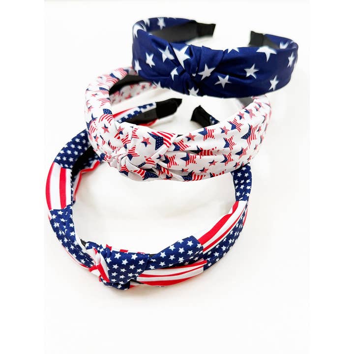 MIX COLOR USA Flag American Patriotic Twisted Headband for wholesale on Faire