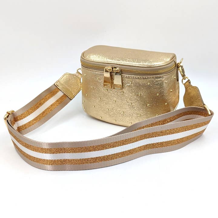 Sac en cuir clouté avec bandoulière à effet satin tissé motif léopard pour la vente par Tempest Designs