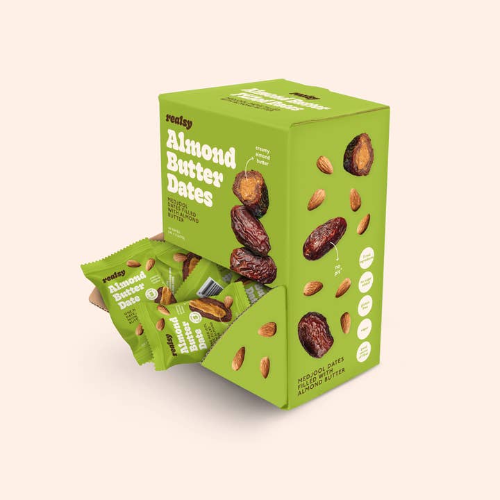 realsy - Wholesale Dried/Dehydrated Fruit - Almond Butter Dates | Individually Wrapped (40 count) | Wholesale