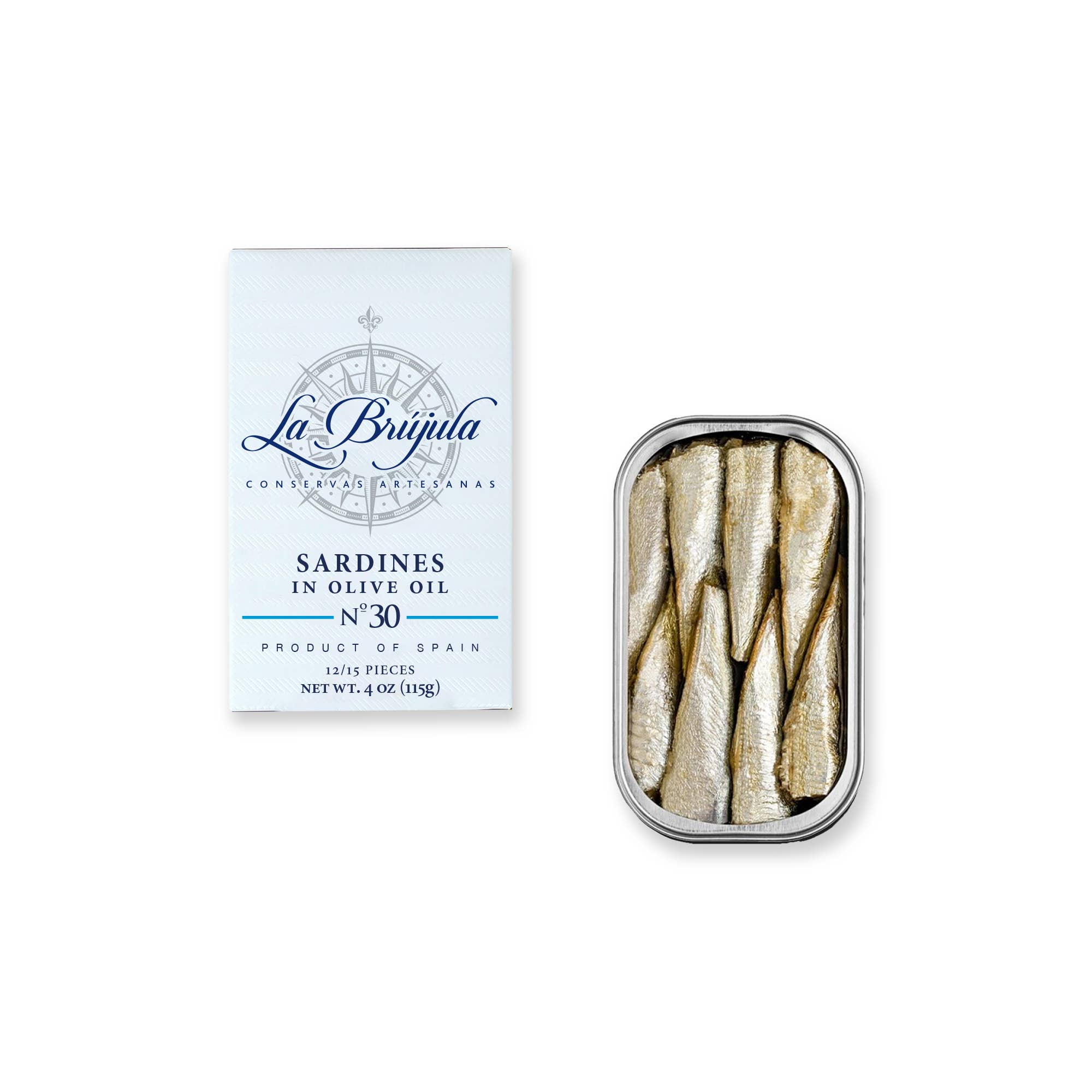 Conservas La Brújula - Wholesale Tinned Fish - Small Sardines In Olive Oil 12/15 RR125. LB30