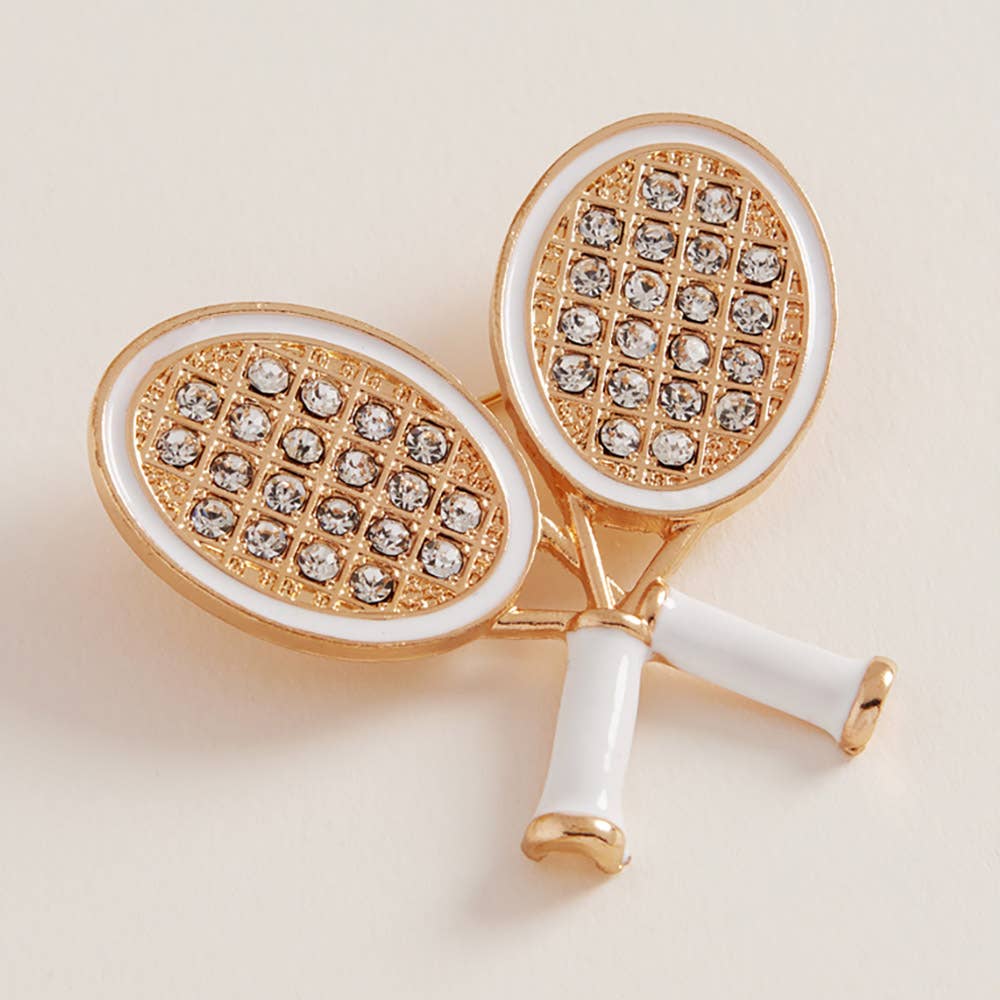 Sensibling Corp. - Wholesale Brooch - Enamel Rhinestone Embellished Double Tennis Racket Pin Brooch3