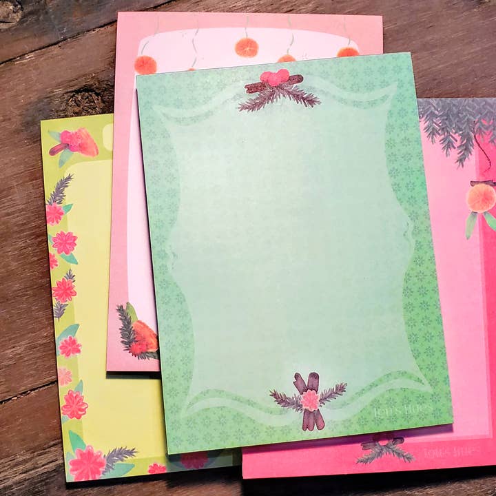 Turquoise Christmas Notepad ~ Holly & Spice for wholesale by Lou's Hues