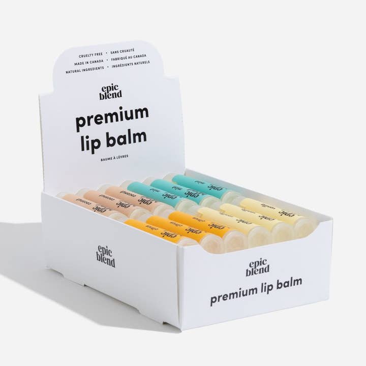 Hemp Assorted Lip Balm - Coconut, Citrus, Vanilla & Mint for wholesale by Epic Blend