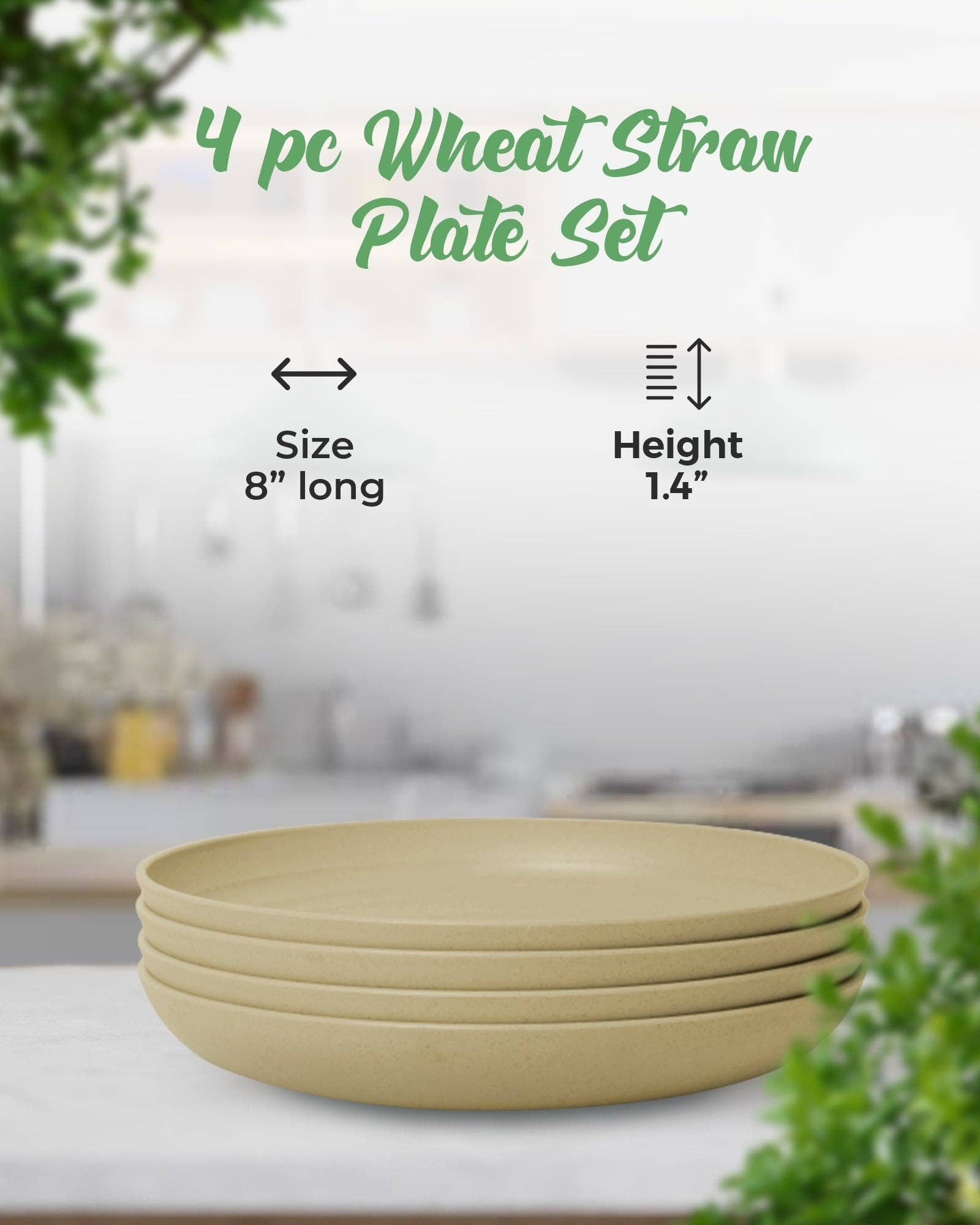Greendish - Wholesale Dinner Plate - Eco-Friendly Wheat Straw Plates Sets - Reusable & Durable 10
