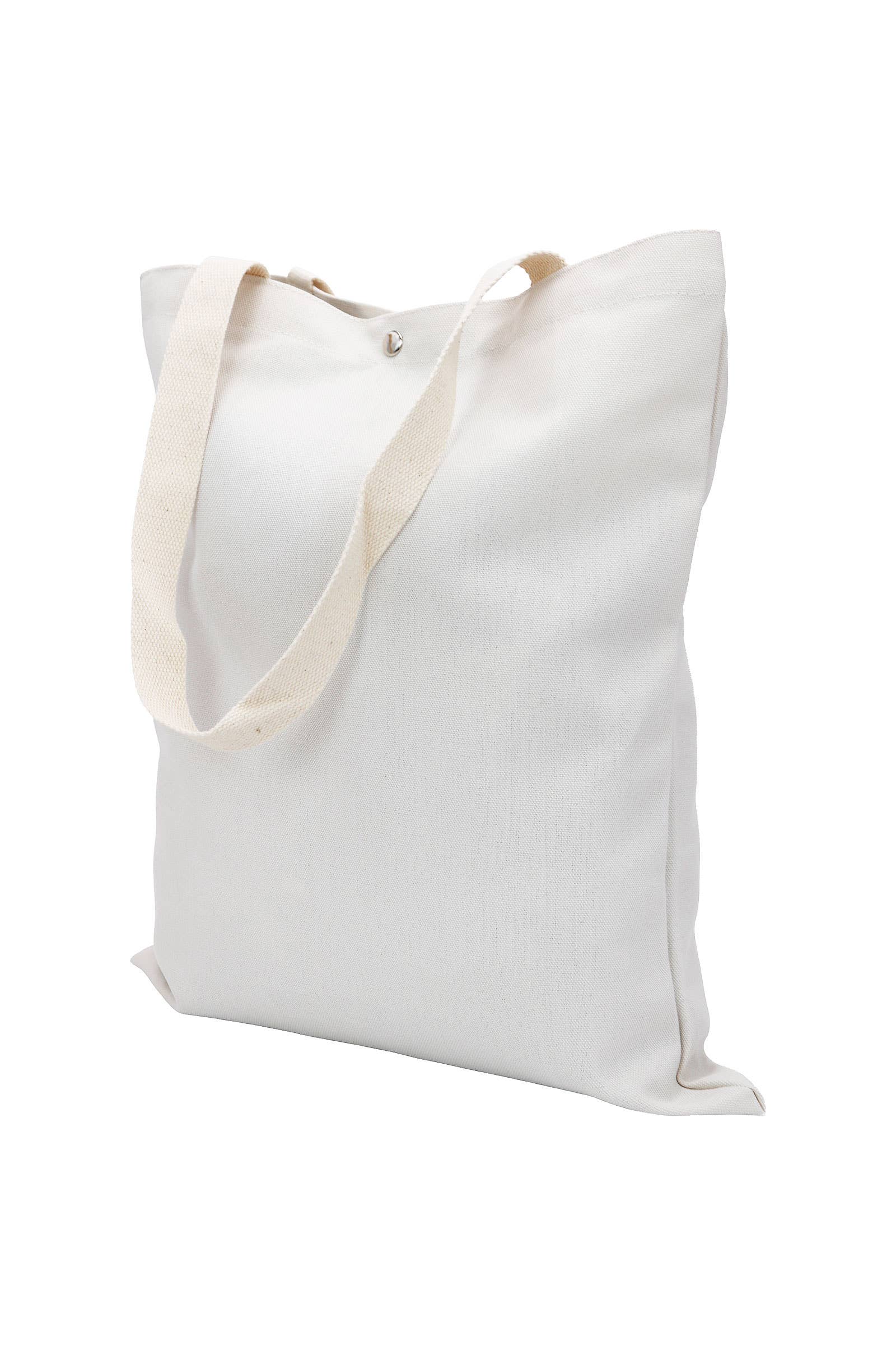 AS SHOWN Plain Blank Snap Button Tall Canvas Tote Bag for wholesale on Faire1