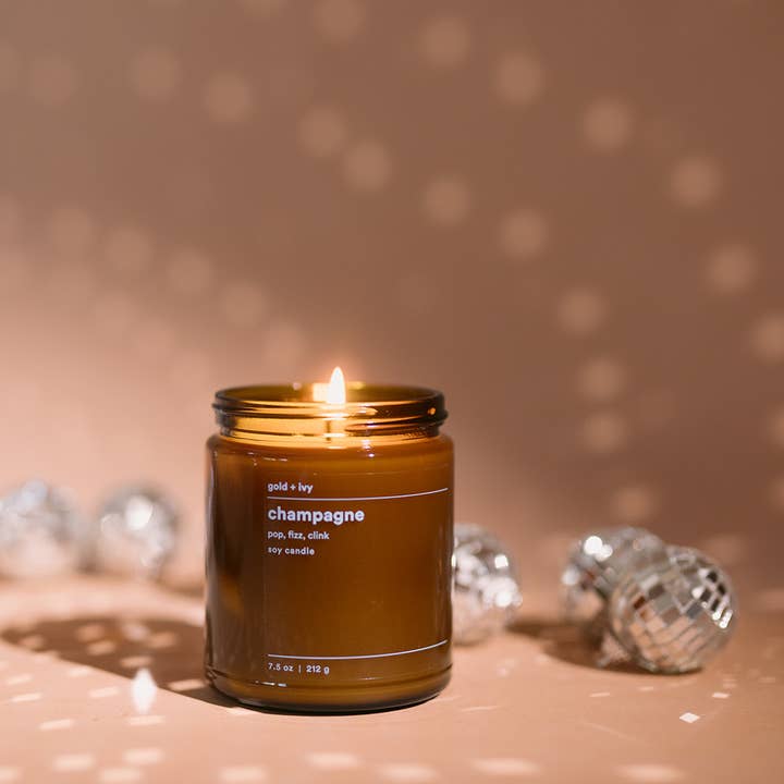 gold + ivy - Wholesale Jar/Filled Candle - champagne soy candle - strawberry vanilla