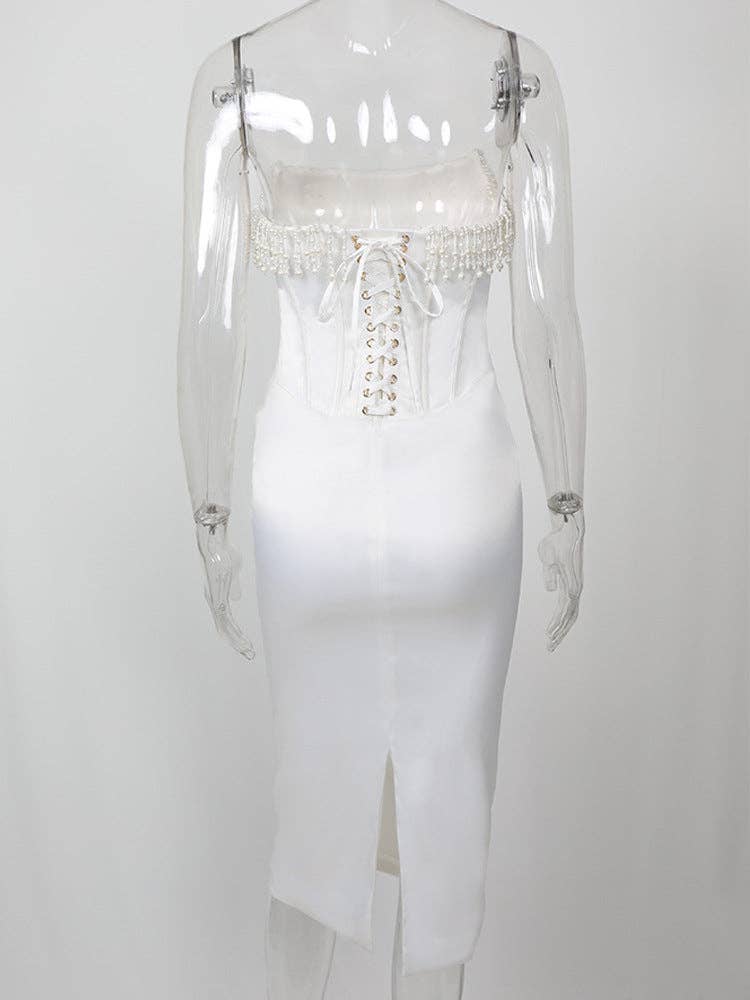 Marayn - Vendita all'ingrosso Vestito - Donna - Abito Senza Maniche Elegante e Sexy con Perle  Caldo15