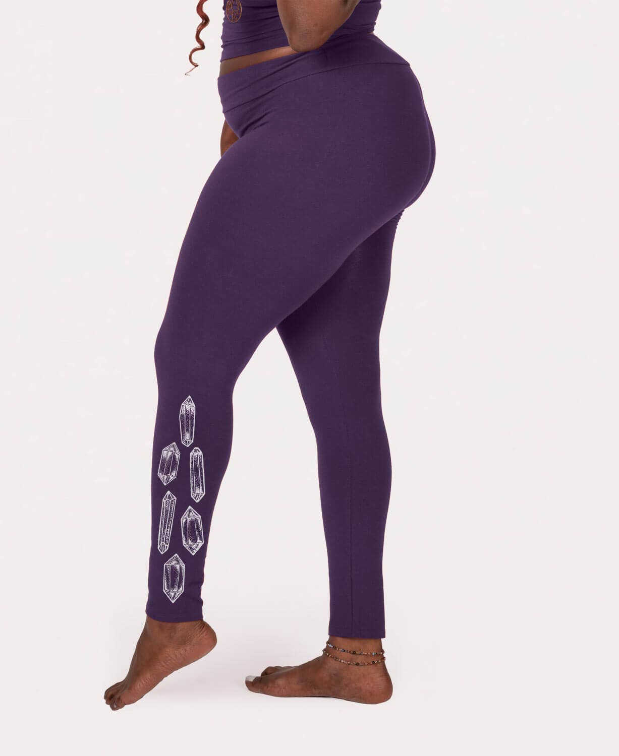 Soul Flower – Engroshandel Sports-/loungeleggings – til kvinder – Ametystkrystal Økologiske Bomuldsleggings - Krystaller0