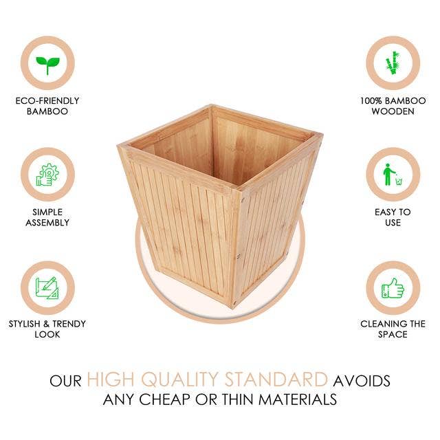 ToiletTree Products – Caixote de lixo de casa de banho por atacado – Cesto de lixo ecológico sustentável em bambu natural2