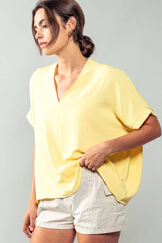 Urban Daizy - Vente T-shirt – femme - Haut à col en V Breezy Airflow-SS24