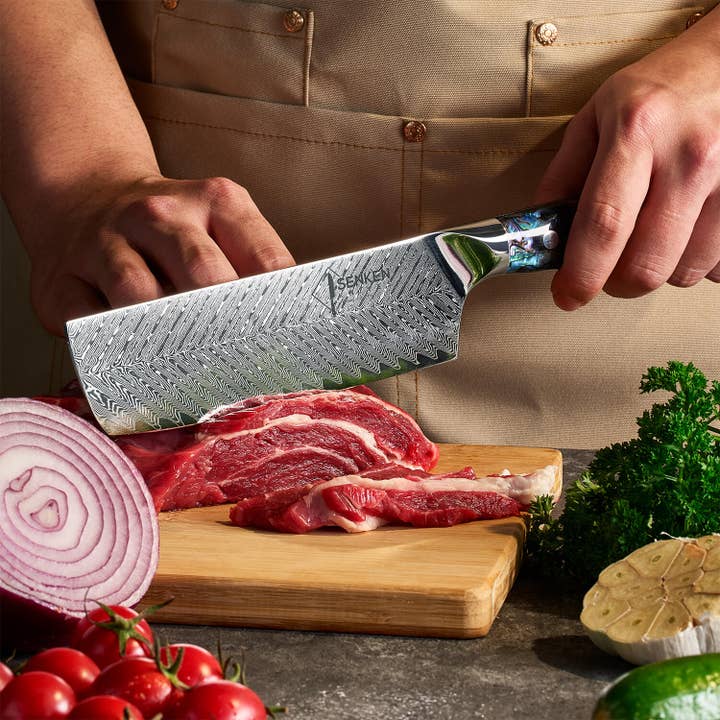 Senken Knives - Wholesale Kitchen/Utility Knife - 67-Layer Damascus Steel Cleaver Knife Abalone Shell Handle