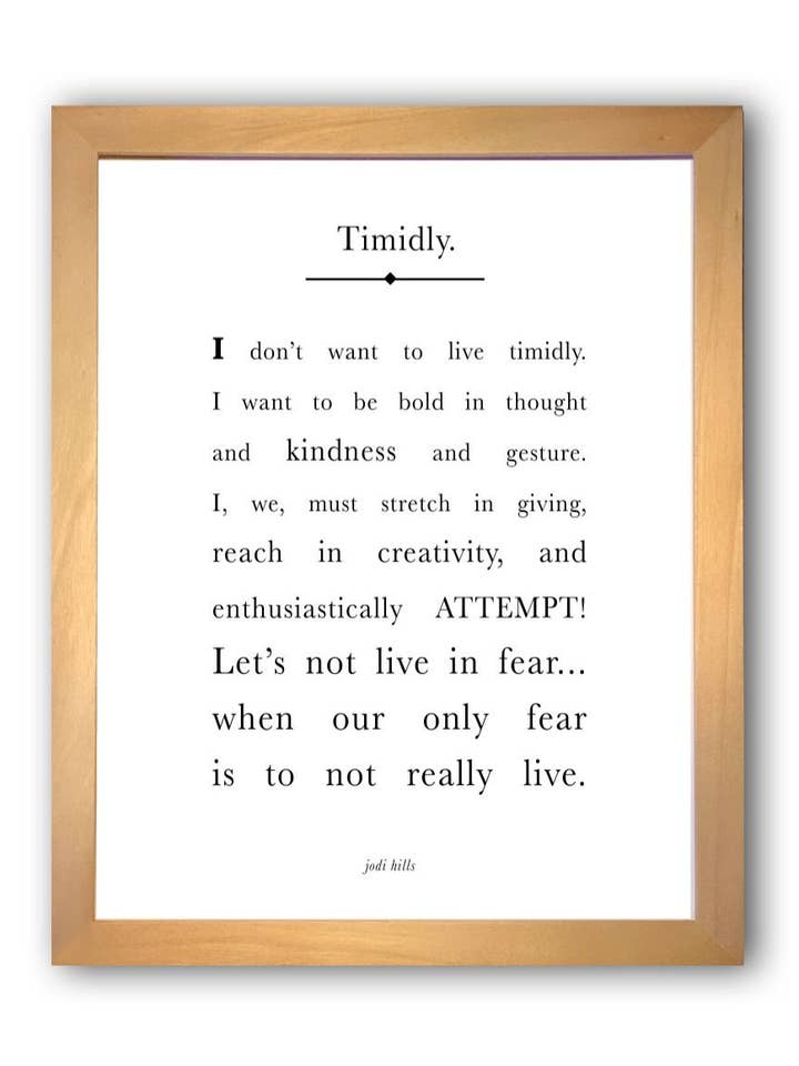 timidly ⎮ Words Art Print for wholesale by Studio J by Jodi Hills