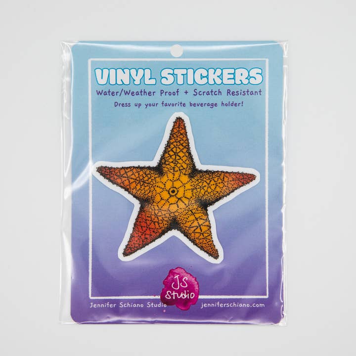 Starfish Vinyl Sticker for wholesale by Jennifer Schiano Studio