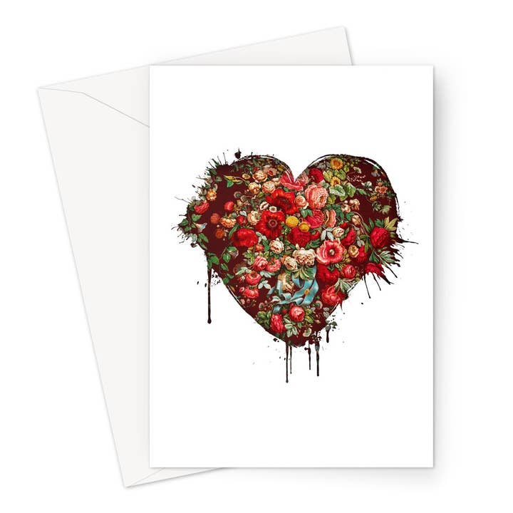 Bursting with love - Tarjeta de felicitación retro con forma de amapola para venta al por mayor de burnt peach