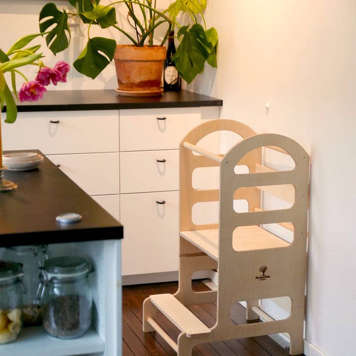 Forest Kids – Brinquedo de madeira - Crianças por atacado – Torre de Aprendizagem Ajustável para Crianças | Torre de Cozinha Montessori7