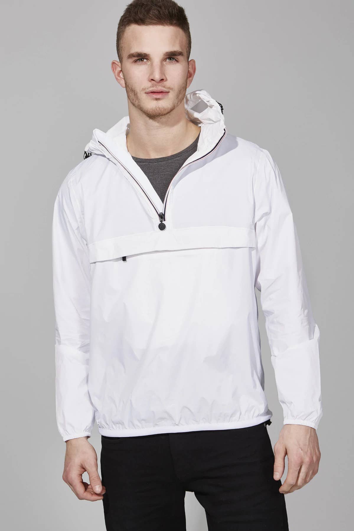 O8 Lifestyle - Vente Imperméable – homme - Veste de pluie blanche imperméable à demi-fermeture éclair, compacte