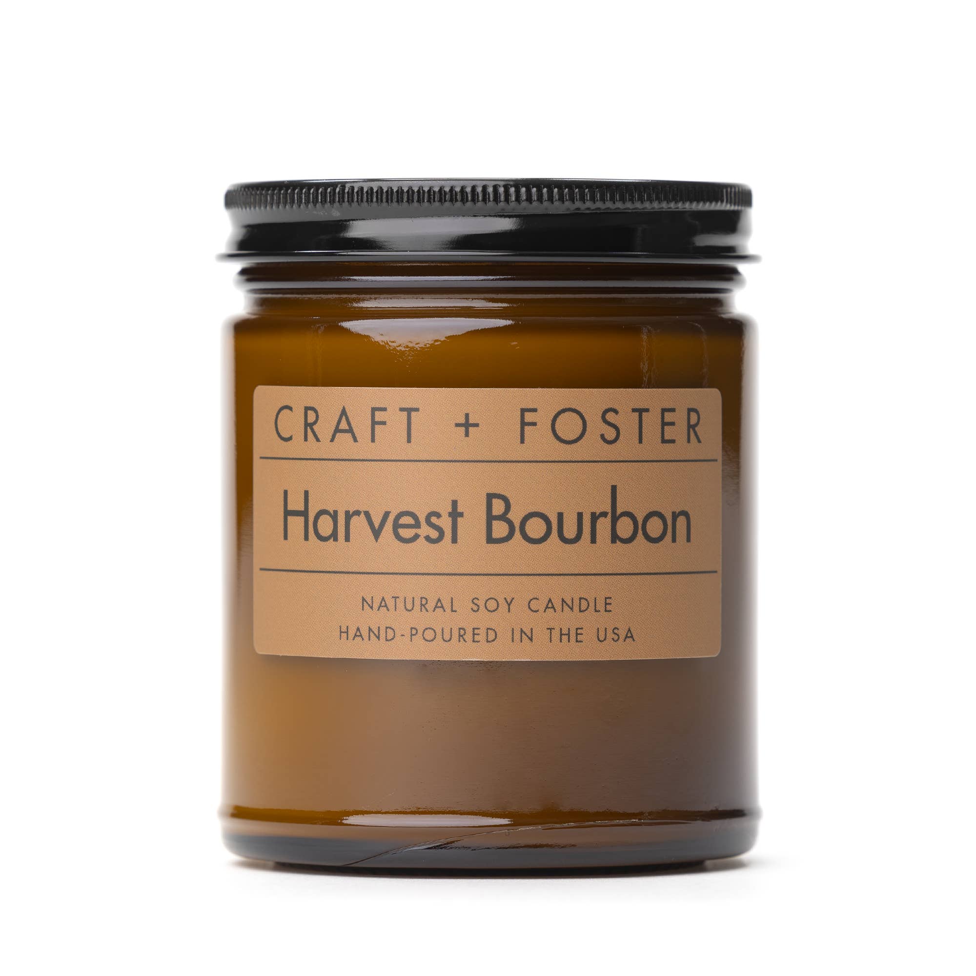 Craft + Foster - Vente Bougie en bocal - Harvest Bourbon Bougie en cire de soja naturelle 8oz