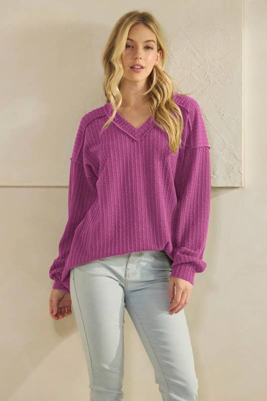 HEIMISH - Wholesale Tunic - Women's - ET7650-24 LONG PUFF SLEEVE SOLID TOP3